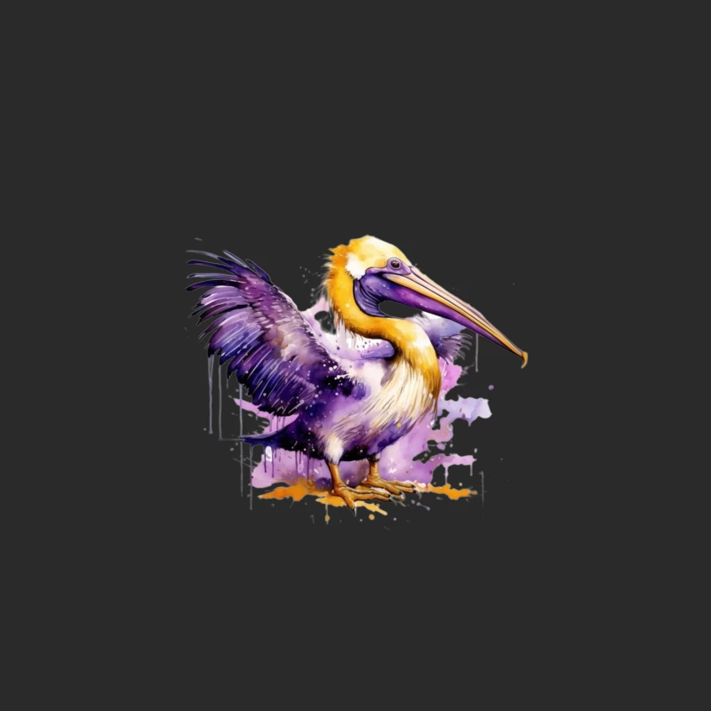 Colorful Watercolor Illustration of a Pelican Baseball Cap