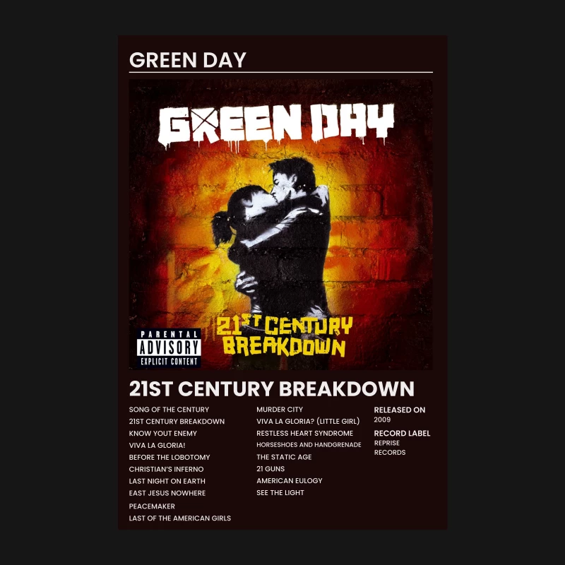 Green Day's 21st Century Breakdown Album Cover and Track List Male Long Sleeve T-Shirt