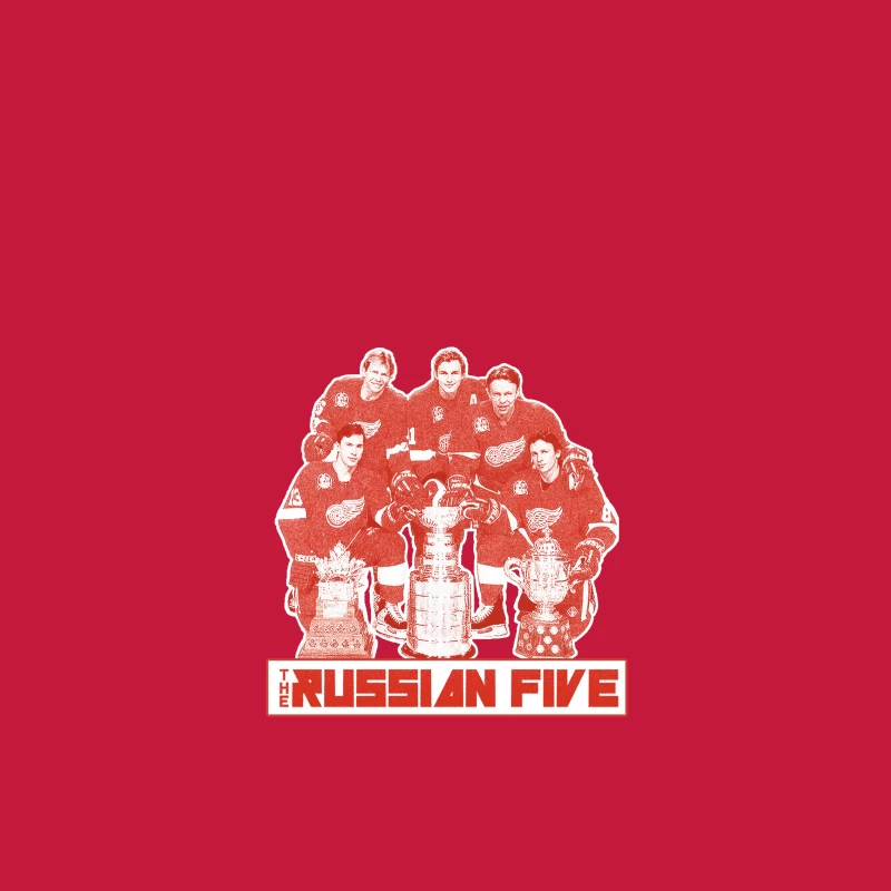 The Russian Five: Legendary Detroit Red Wings Hockey Unit with Championship Trophies iPhone Case