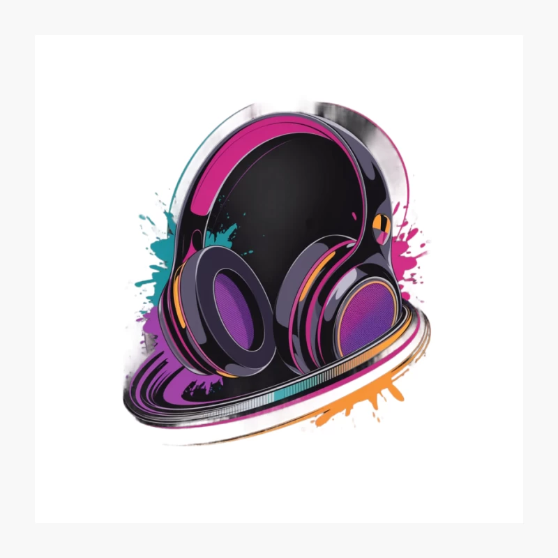 Vibrant Colorful Headphones with Splashy Design Pin
