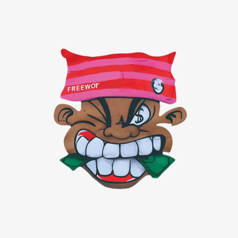 Visage de dessin animé avec chapeau et billet Femme Sweat-shirt à enfiler