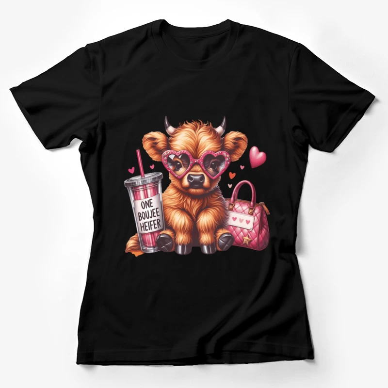 Süße stilvolle Kuh mit Herzbrille Damen T-Shirt