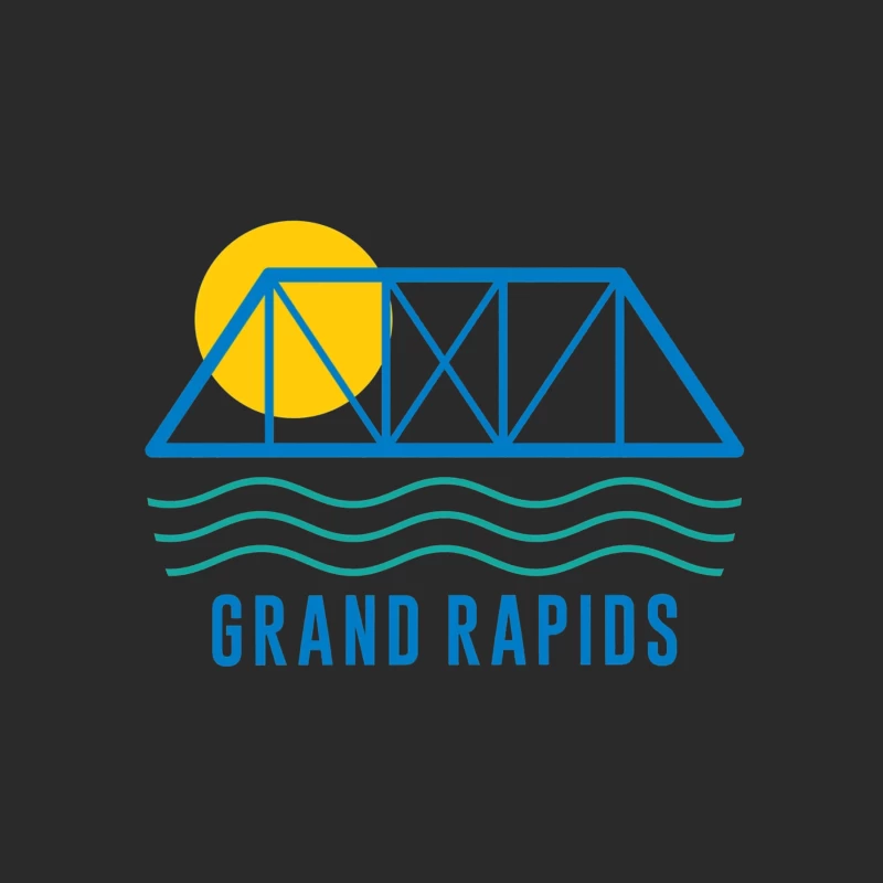 Grand Rapids City Logo with Bridge and Water Design Baseball Cap