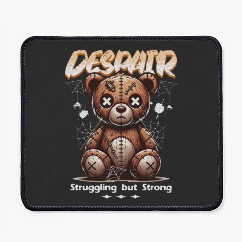 Gothic Stitched Teddy Bear with Despair Theme Mouse Pad