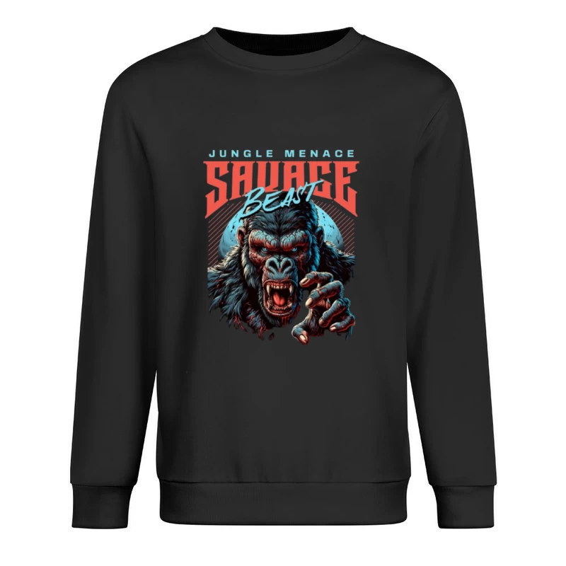 Savage Jungle Gorilla Monster Retro Art Design Male Pullover Sweatshirt