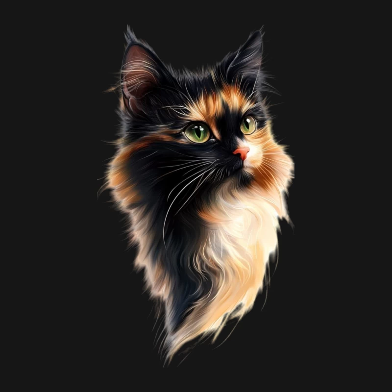 Stunning Portrait of a Fluffy Multicolored Cat Male Long Sleeve T-Shirt