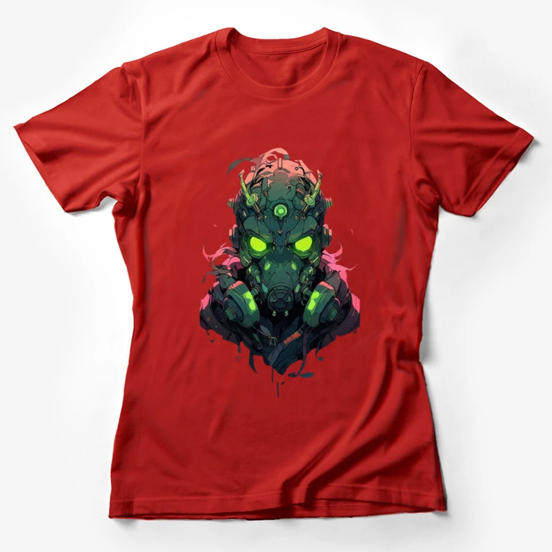 Futuristic Cyberpunk Character with Neon Gas Mask Female T-Shirt