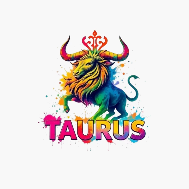Colorful Taurus Zodiac Illustration Cotton Tote Bag