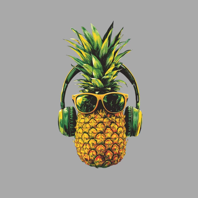 Cool Tropical Pineapple with Sunglasses and Headphones Female Pullover Hoodie