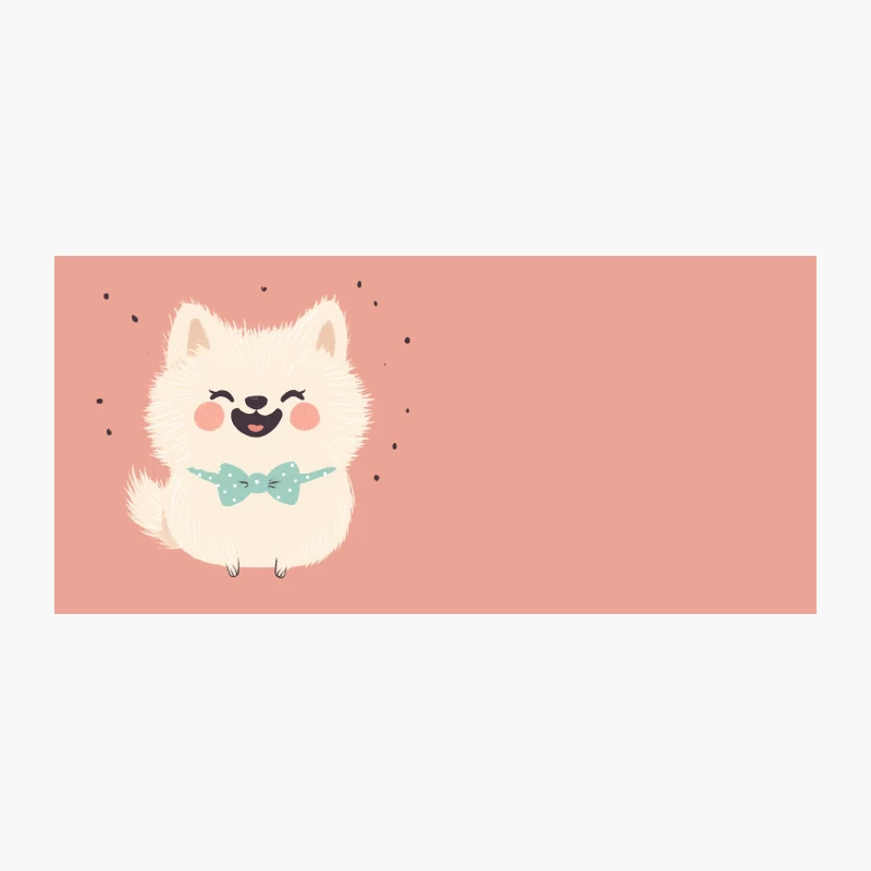Cute Happy Pomeranian Puppy with Mint Bow Tie Illustration Coffee Mug