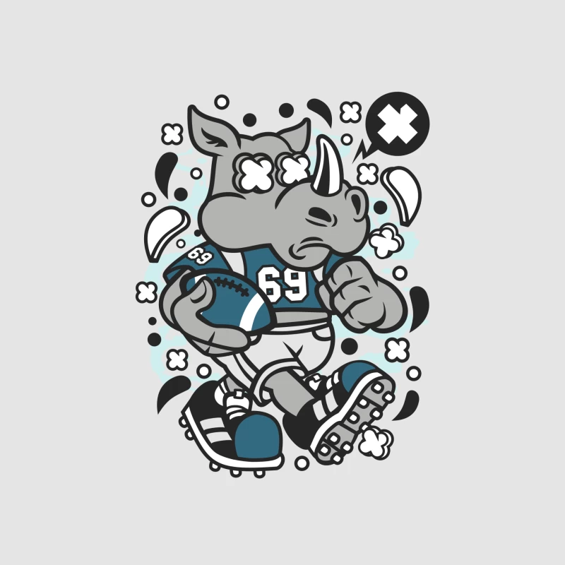 Rhinocéros joueur de football illustré Homme Sweat à capuche