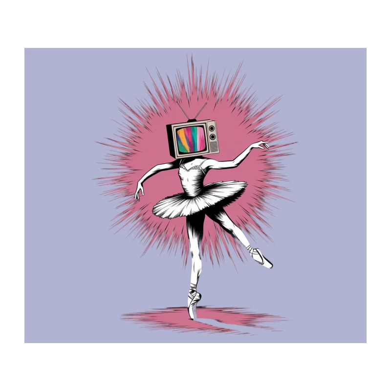 Surreal Ballet Dancing Television with Retro Pink Background Tapestry
