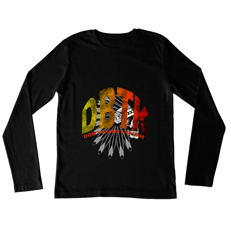 DBTK Logo Design Featuring Feathers and Skull Female Long Sleeve T-Shirt
