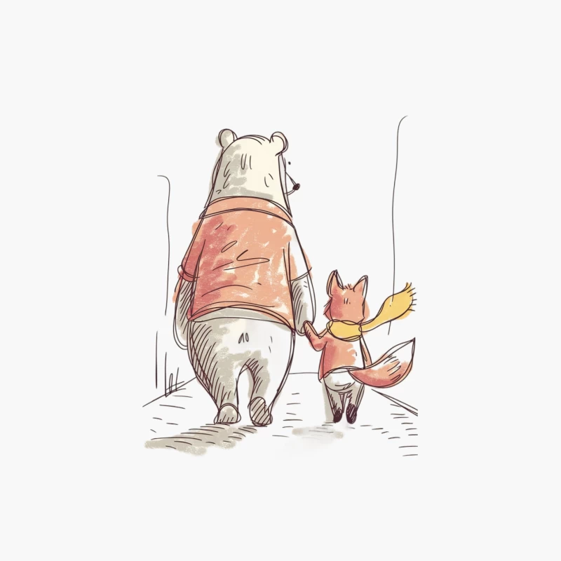 Classic Winnie the Pooh and Piglet Illustration: A Walk of Friendship Cotton Tote Bag