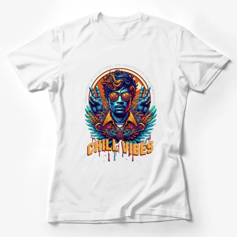 Psychedelic Peace and Chill Vibes Retro Art Design Female T-Shirt