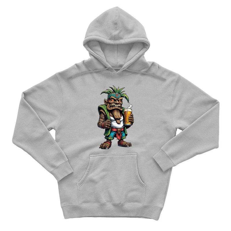 Angry Tribal Character with Beer Male Pullover Hoodie