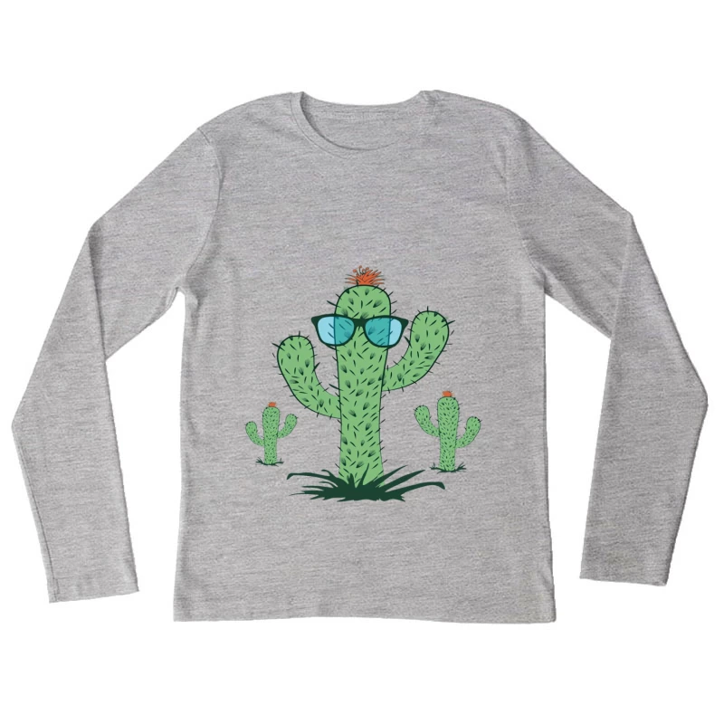 Stylische Kaktusse mit Sonnenbrille Damen Langarm T-Shirt