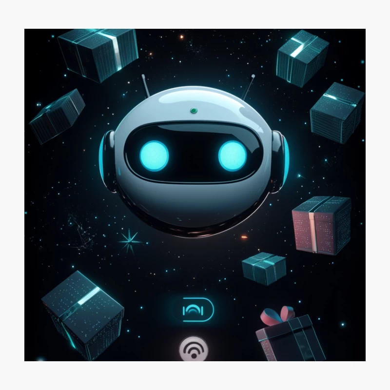 Futuristic AI Robot in Digital Space Throw Pillow