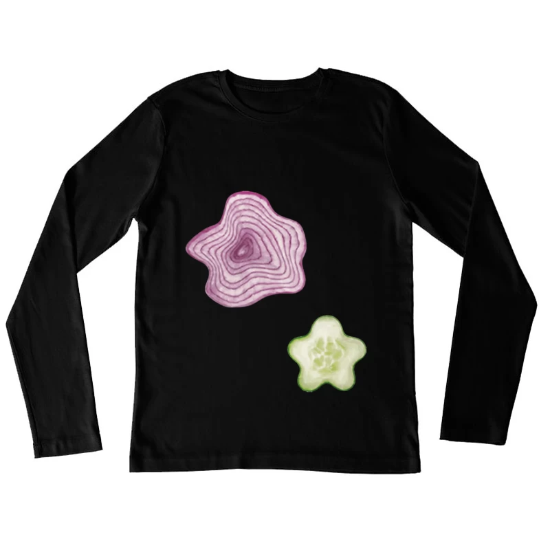 Scheiben von Gemüse in Sternform Damen Langarm T-Shirt