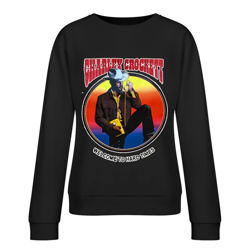 Vintage Country Western Blues Album Art - Welcome to Hard Times Female Pullover Sweatshirt