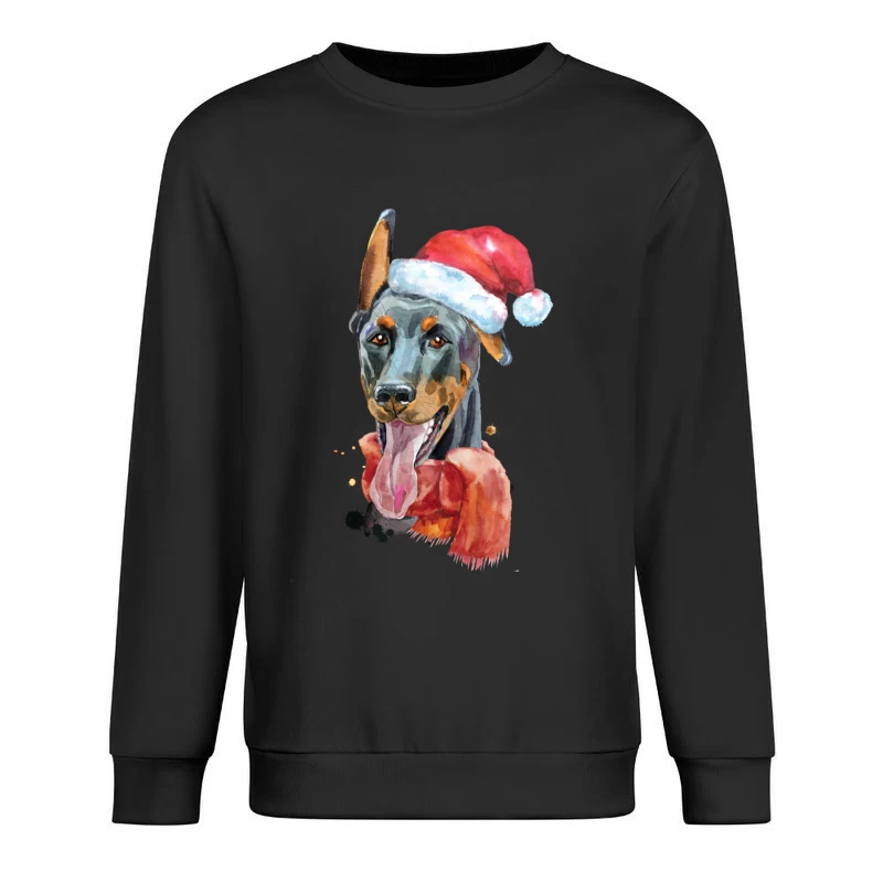 Illustration de chien avec chapeau de Noël Homme Sweat-shirt à enfiler