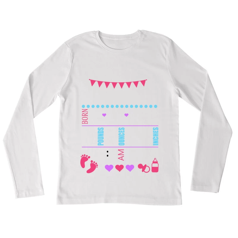 Affiche de naissance pour bébé Femme Manches Longues T-Shirt