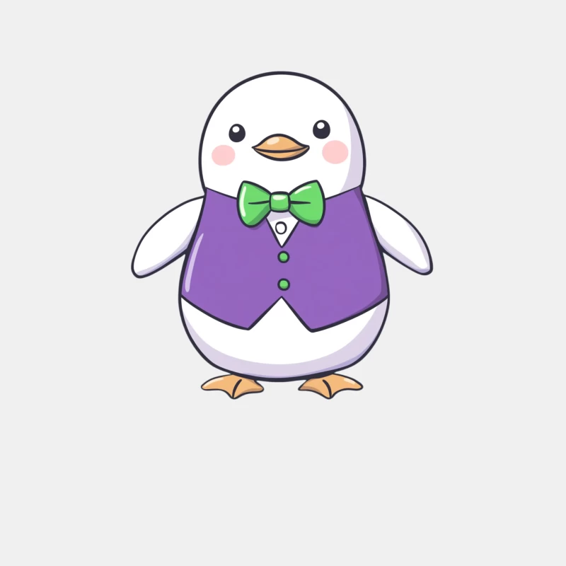 Cute Cartoon Penguin in Purple Vest and Green Bowtie Male Tank Top