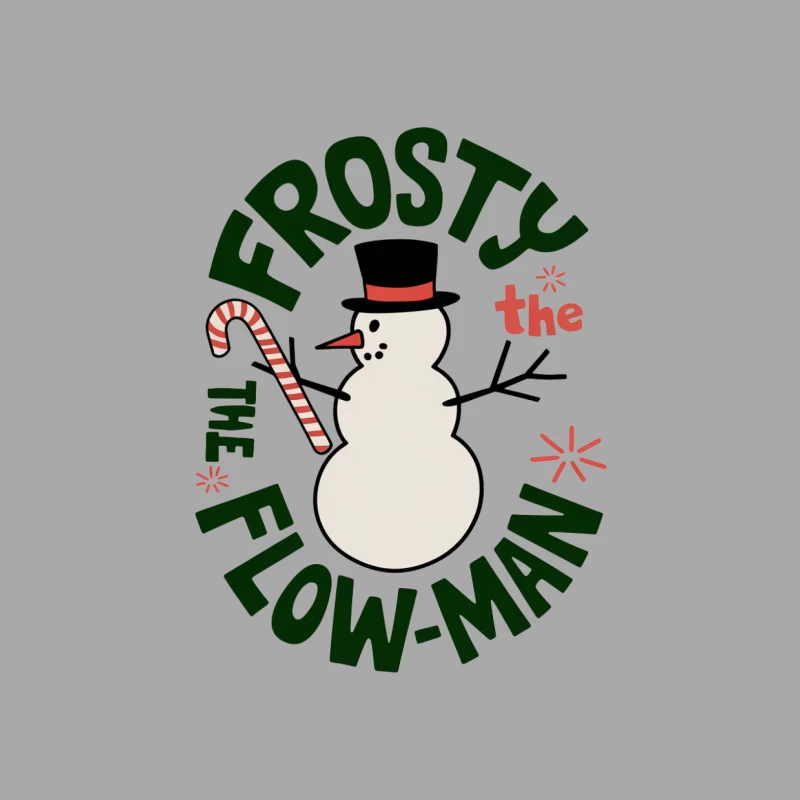 Frosty the Snowman Christmas Cartoon with Candy Cane and Top Hat Male Pullover Hoodie