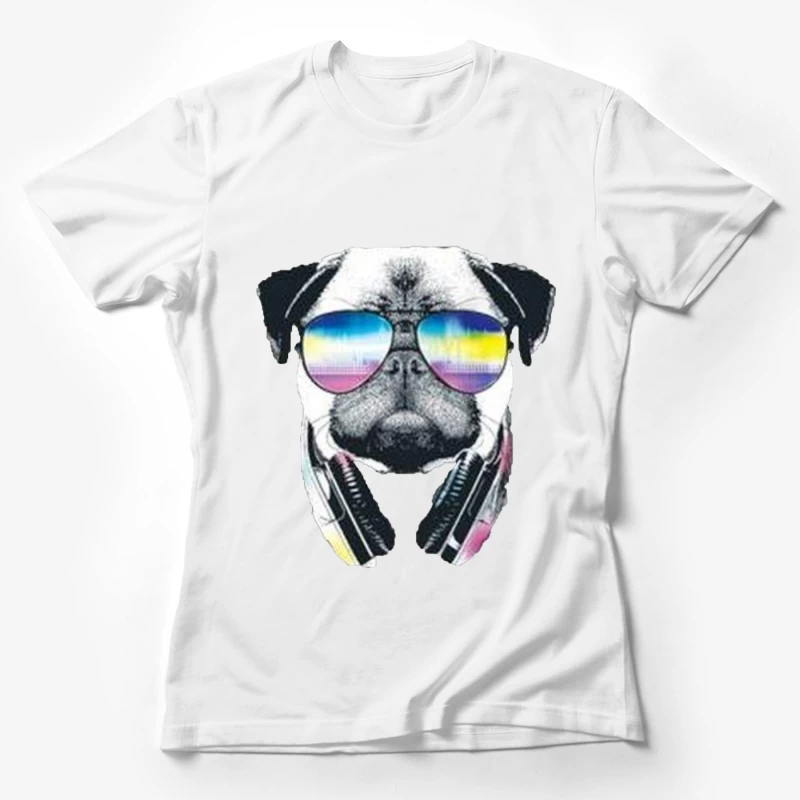 Chien DJ avec lunettes hautes en couleurs Femme T-Shirt