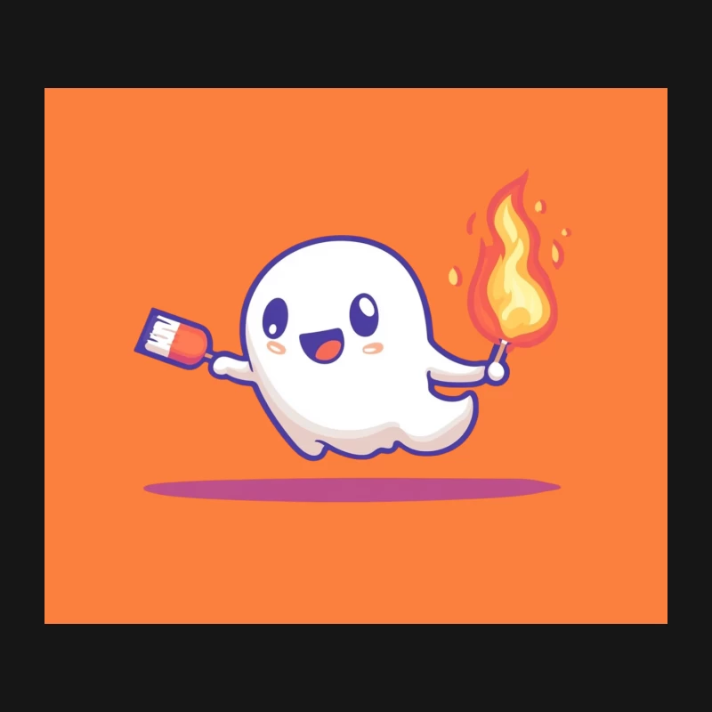 Cute Cartoon Ghost with Flame and Match Mouse Pad