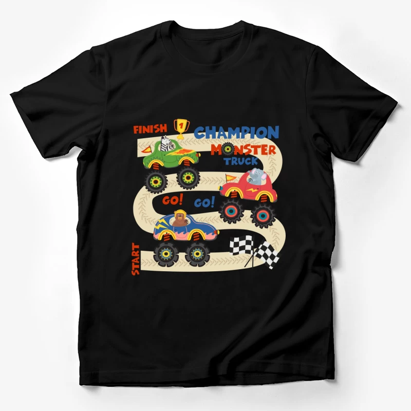 Monstertruck-Champion-Rennen mit Tieren Herren T-Shirt