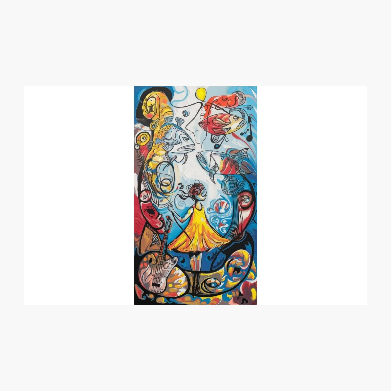 Surreal Musical Aquarium: A Colorful Abstract Composition Travel Mug