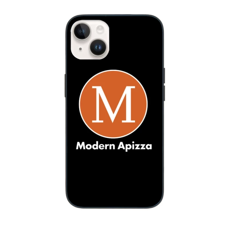 Modern Minimalist Orange Circle M Logo for Apizza Restaurant iPhone Case