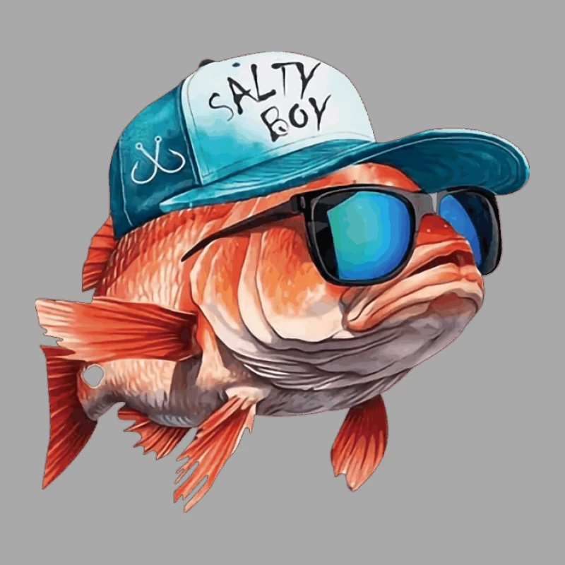 Lustiger Fisch mit Sonnenbrille und Kappe Herren Pullover Hoodie