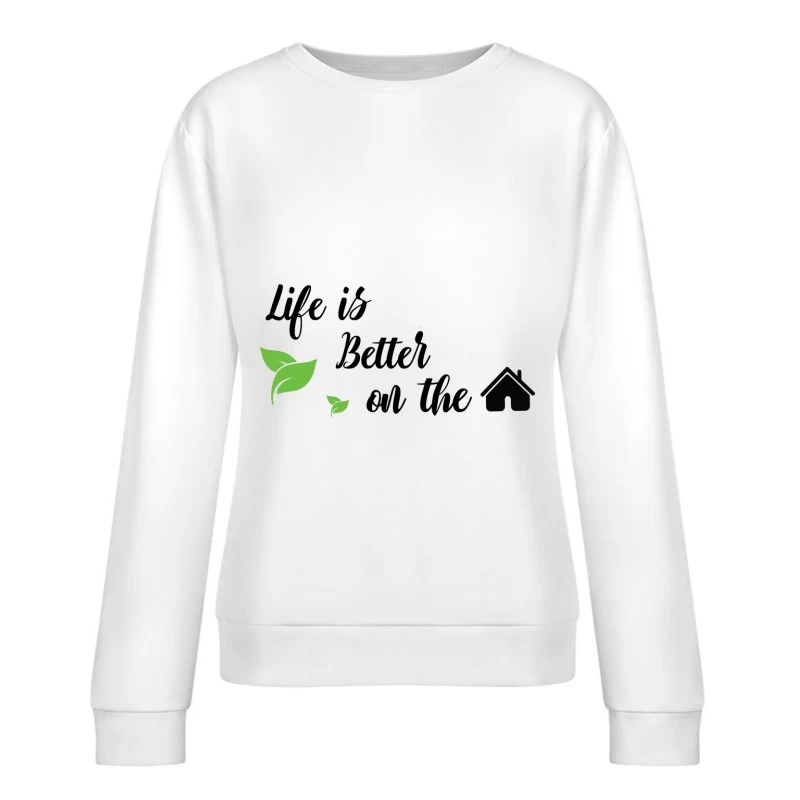 Nature et maison avec feuilles vertes Femme Sweat-shirt à enfiler