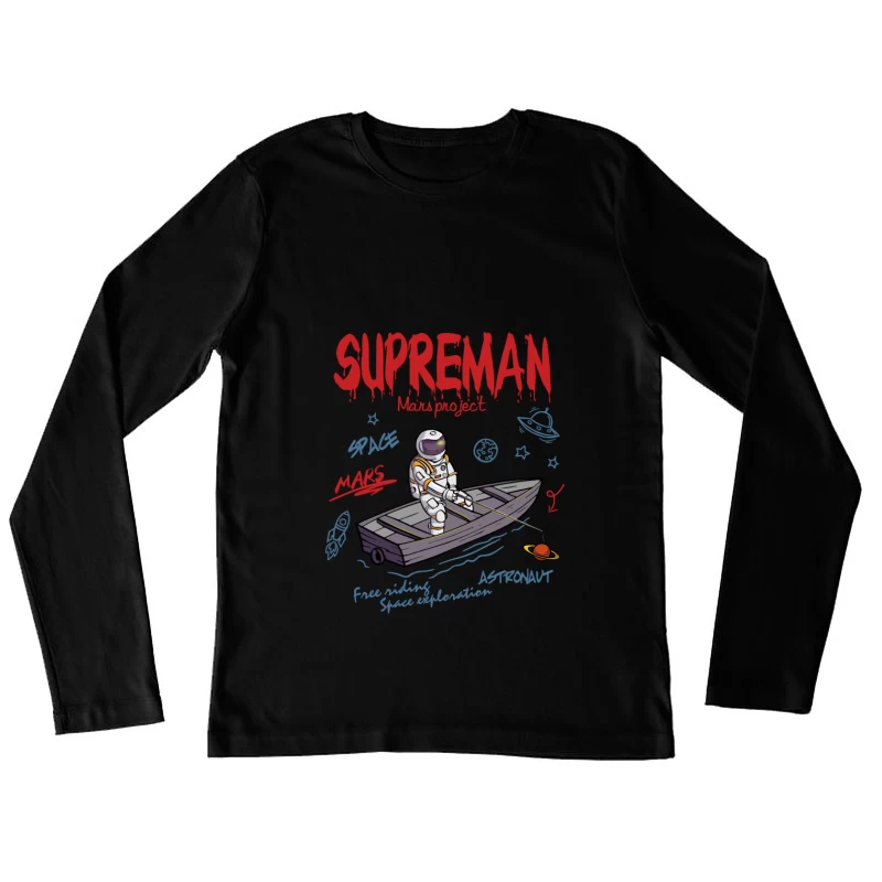 Astronaut angelt auf Mars Damen Langarm T-Shirt