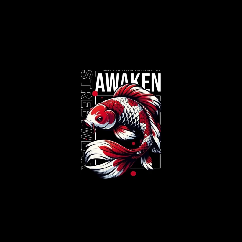 Koi Fish Art with Awakening Theme Desk Mat