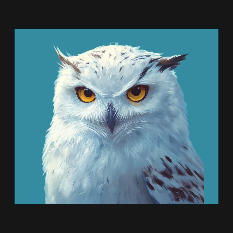 Digital Painting of a Majestic White Snowy Owl with Piercing Yellow Eyes Mouse Pad