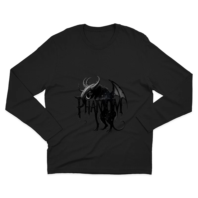 Gothic Phantom Beast with Horns and Wings Dark Art Illustration Male Long Sleeve T-Shirt