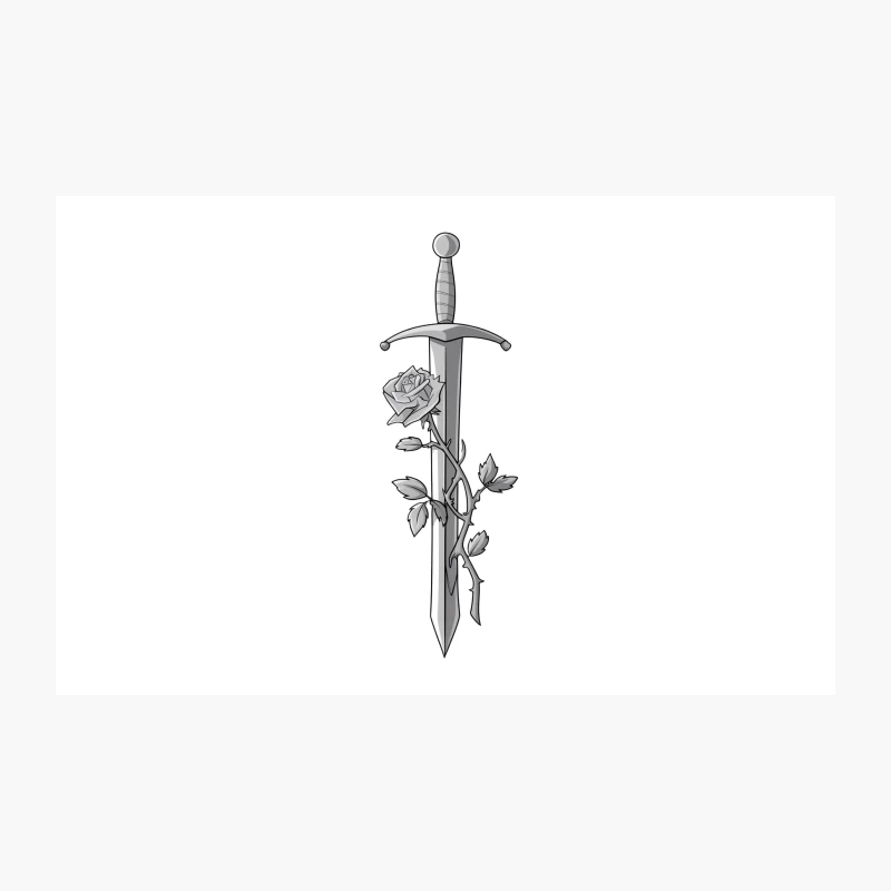 Romantic Medieval Sword Entwined with Rose Travel Mug