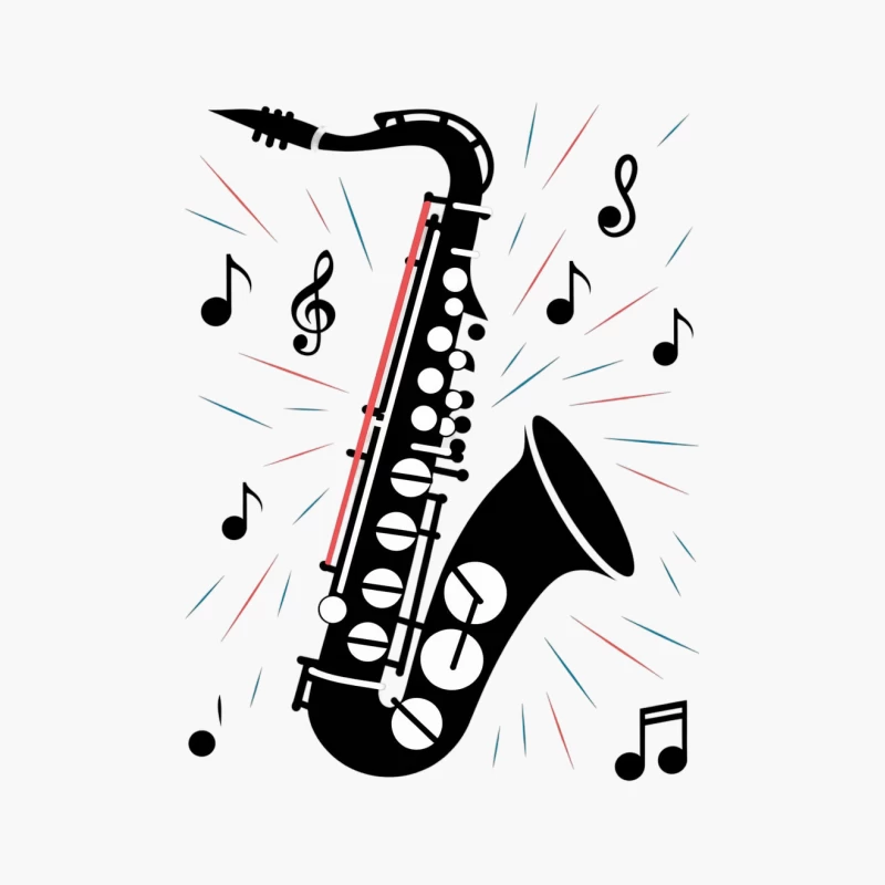 Jazz Saxophone with Musical Notes Art Cotton Tote Bag