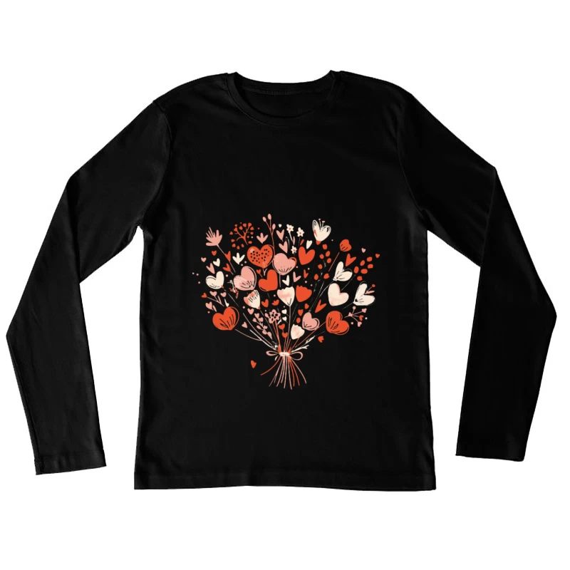 Herzstrauß Illustration Damen Langarm T-Shirt