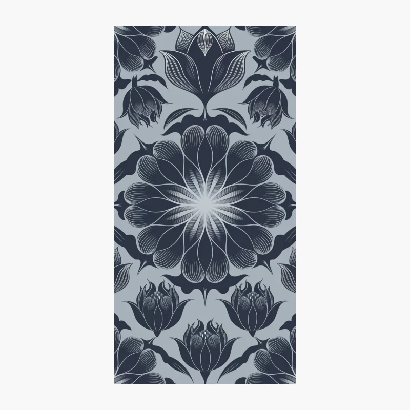 Art Nouveau Monochrome Lotus Flower Wallpaper Pattern iPhone Case