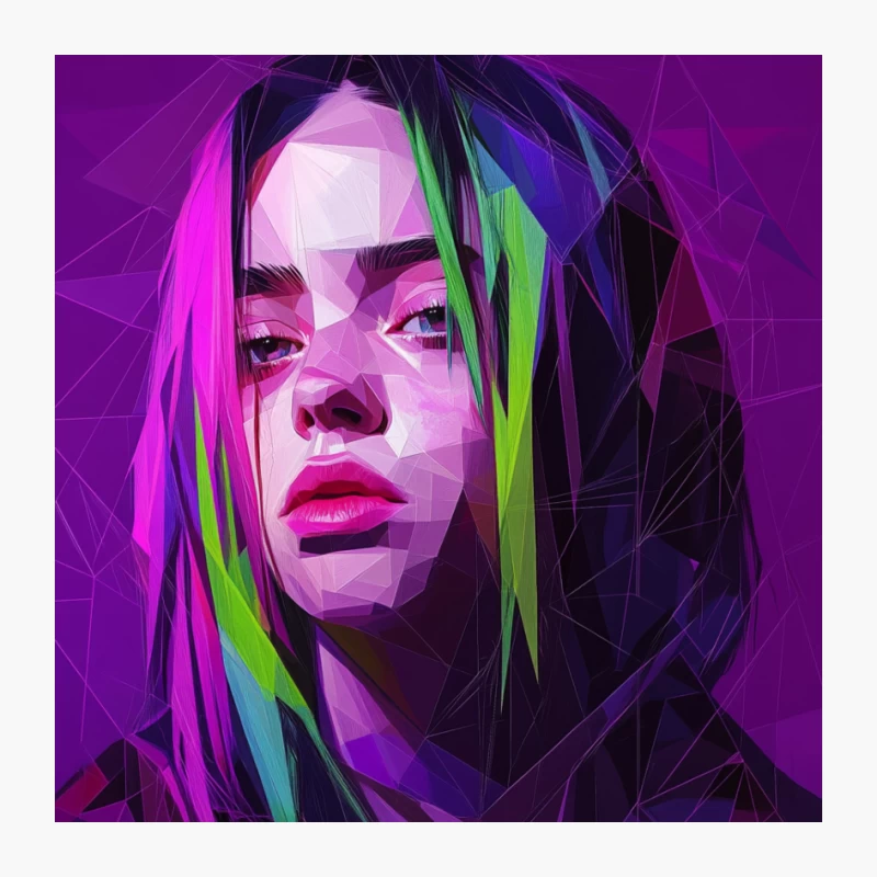 Vibrant Digital Portrait with Neon Geometric Abstractions Pin