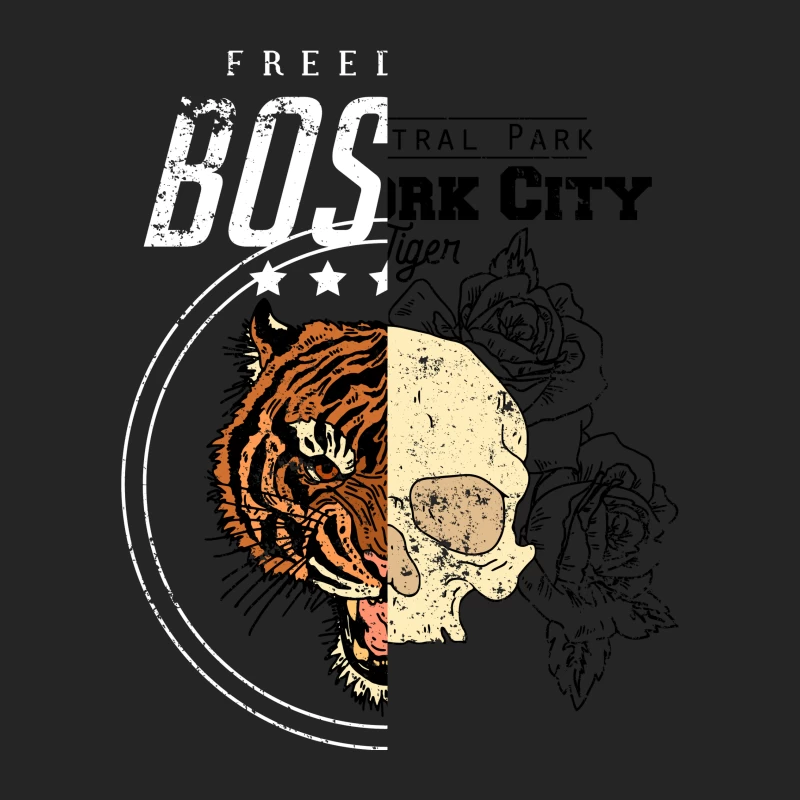 Tigre mi-face crâne avec texte BOS Homme Sweat-shirt à enfiler