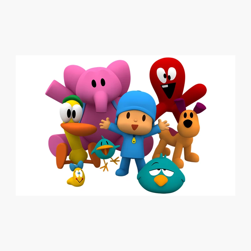 Colorful Cartoon Characters from Pocoyo Children's TV Show Travel Mug