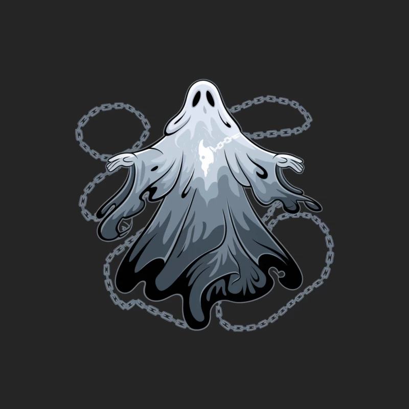 Chained Phantom: Spooky Halloween Ghost Illustration Female Pullover Sweatshirt
