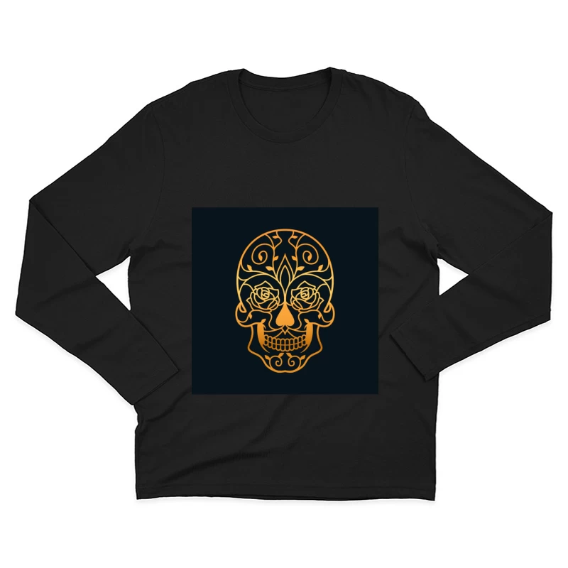Crâne ornemental avec motifs floraux Homme Manches Longues T-Shirt