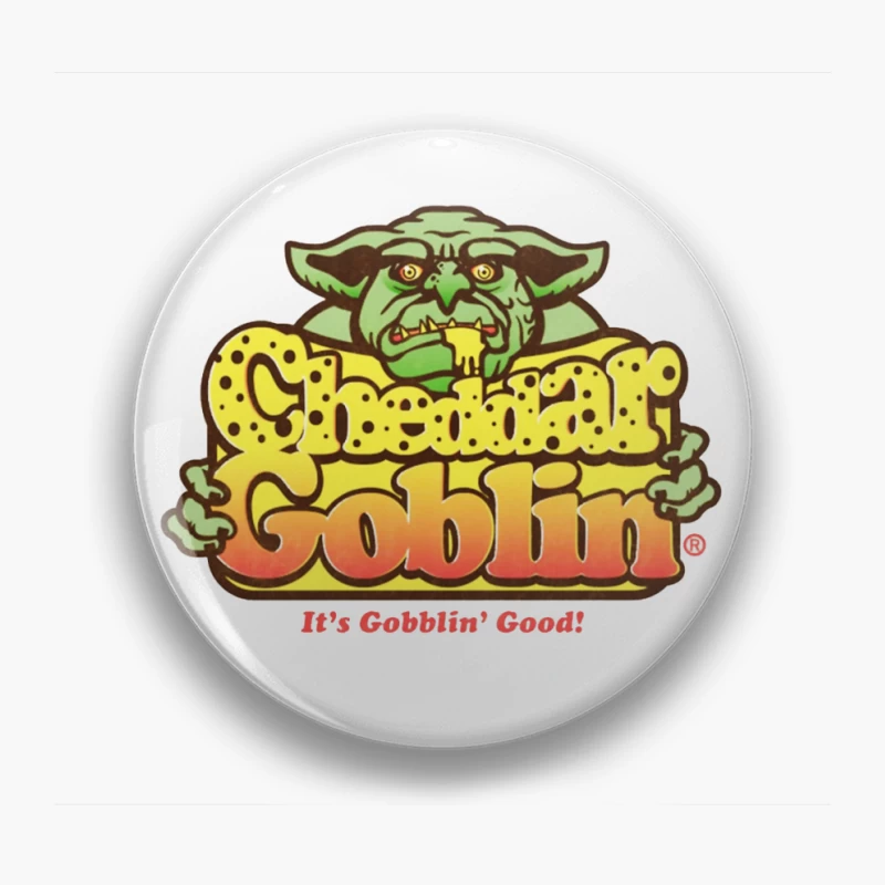 Retro Goblin Character Food Logo with Yellow Typography Pin