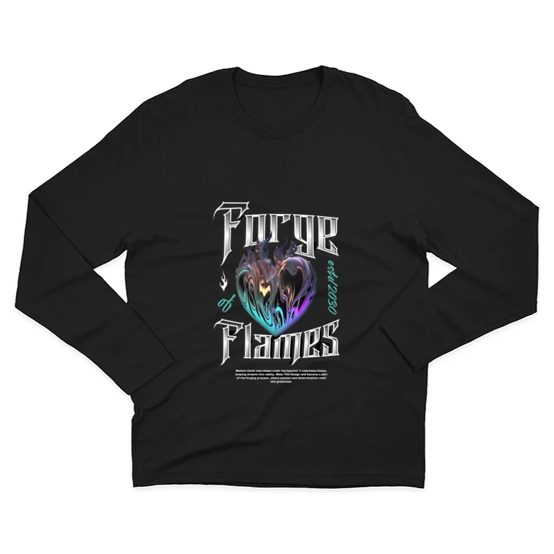 Herz aus Flammen Design Herren Langarm T-Shirt